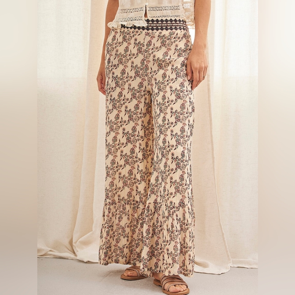 NWT NEKANE | $124 Silent Embroidered Palazzo Pants - Picture 2 of 5